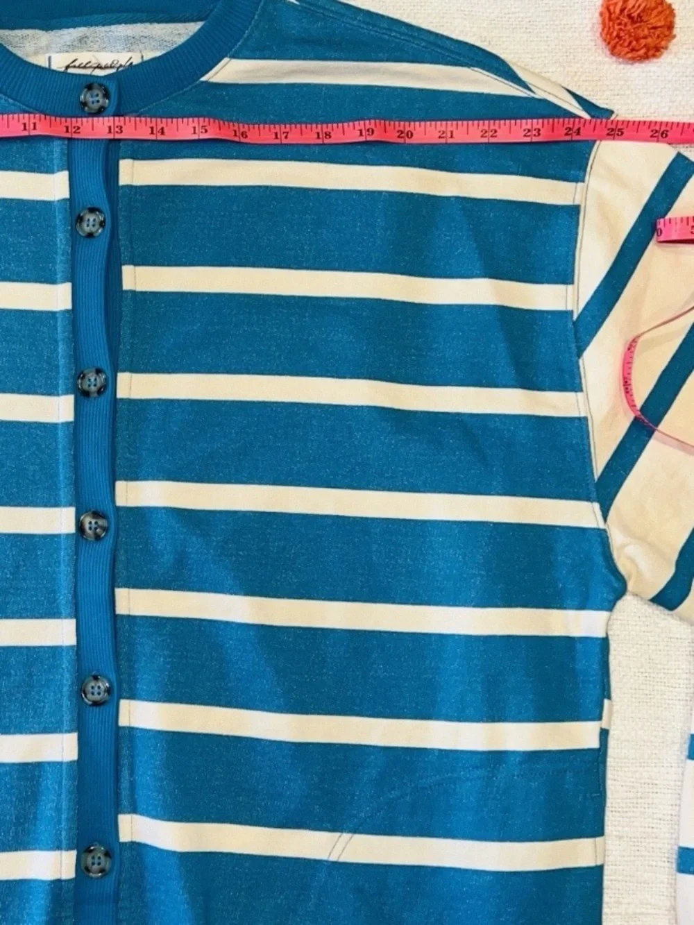 Free People We the Free Classic Striped Cardigan in Teal Combo Size Small